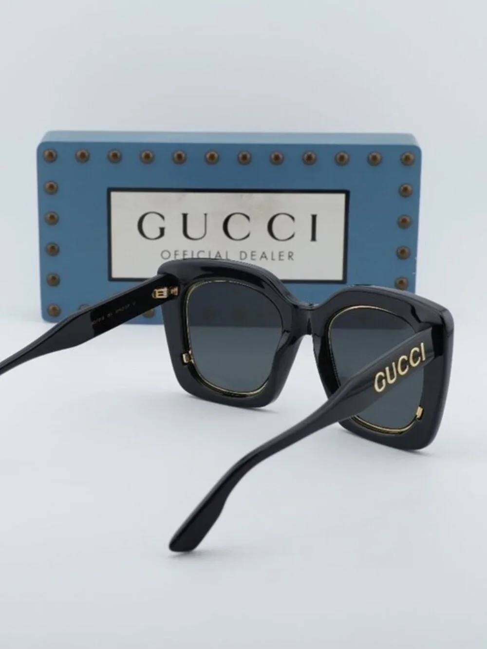 Gucci GG1151S 001 Women Butterfly Sunglasses - Black with Gold / Grey